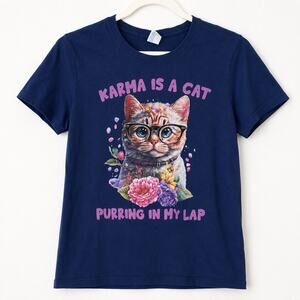 Karma is Cat Purring in my Lap Graphic T Shirt T-Swift cat shirt size large